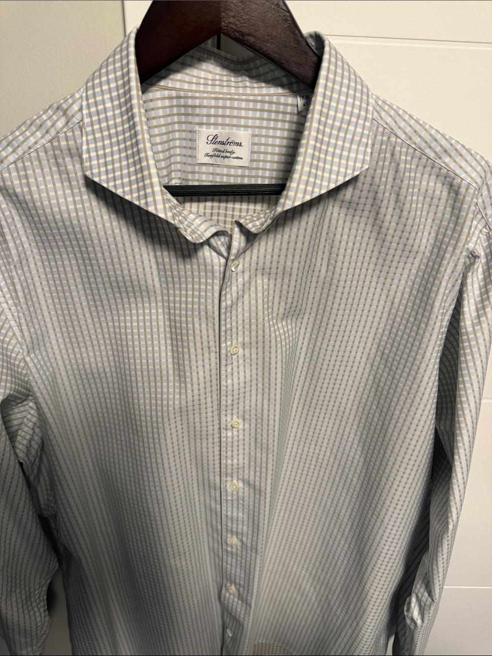 Stenström Modern Fit Blue & White Windowpane Dress Shirt